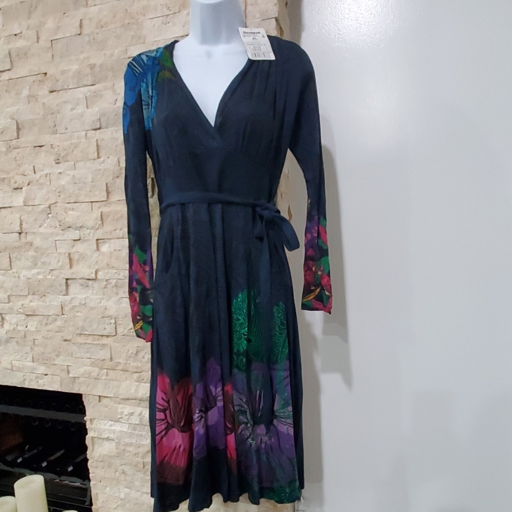 Desigual multi color dress with pockets